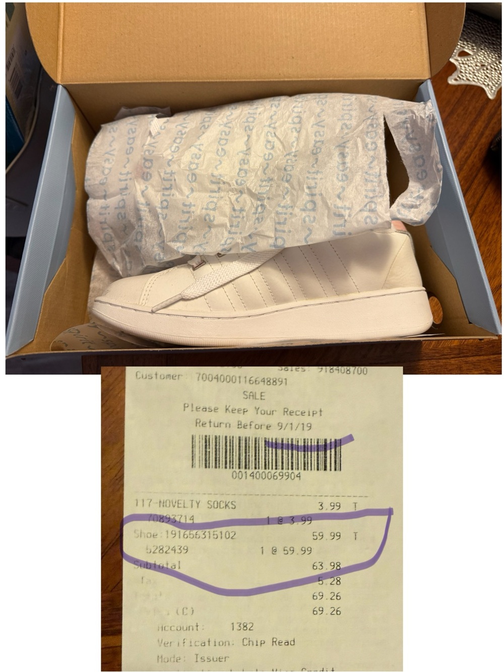 K-Swiss Classic White Athletic Sneakers w Light Pink Accent  in size 6 1/2 NIB - Picture 14 of 17